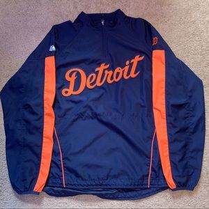 DETROIT TIGERS MAJESTIC PULLOVER WINDBREAKER 1/4